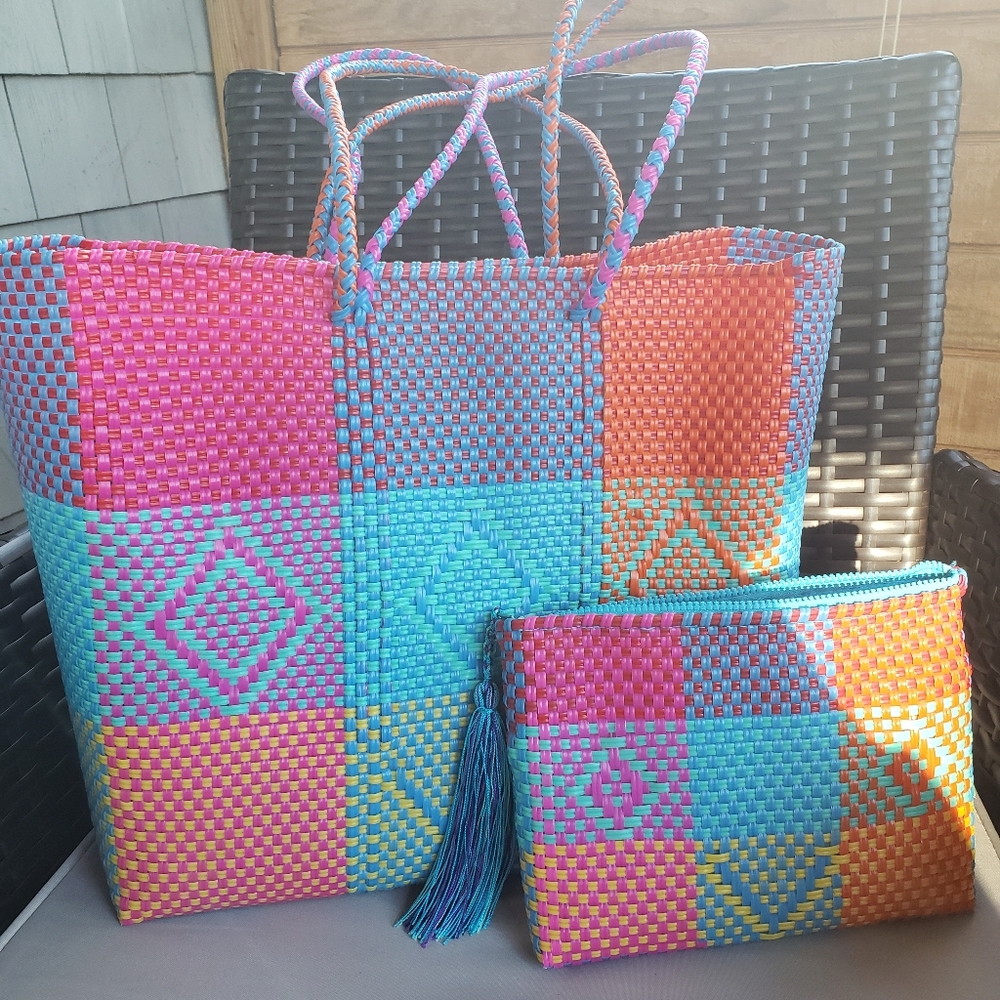 Handbag Tote w/ Cosmetic Bag Set